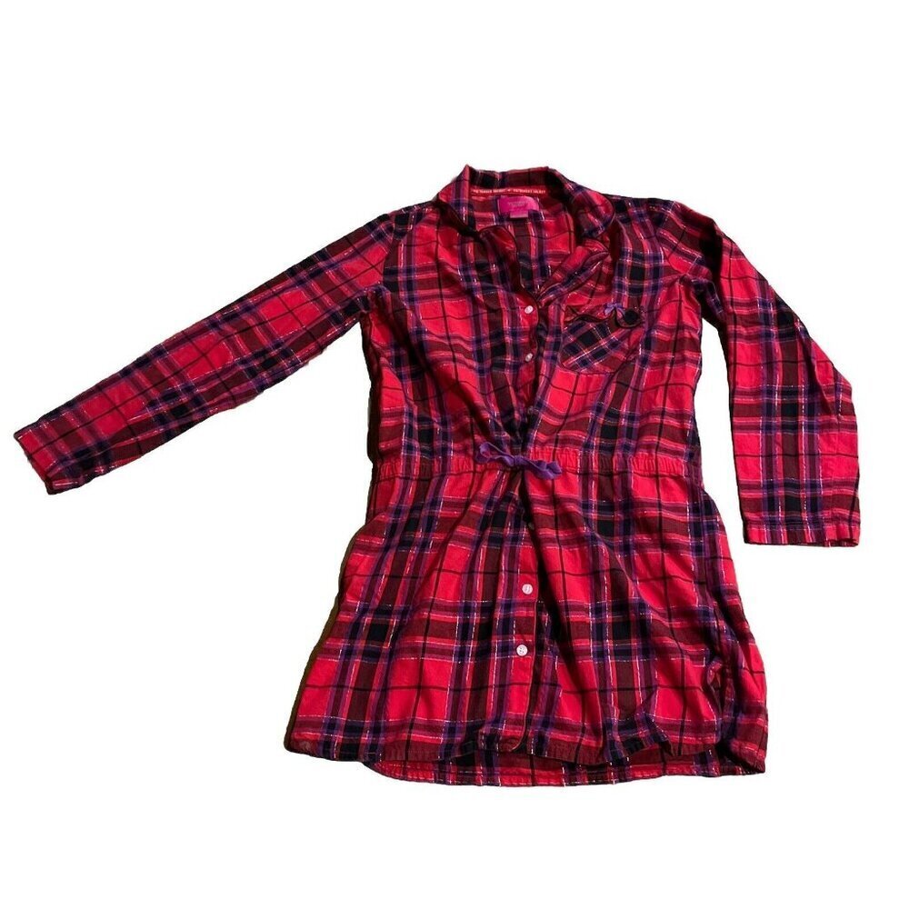 Victoria’s Secret The Dreamer Flannel Sleepshirt Nightgown Red Plaid Siz…